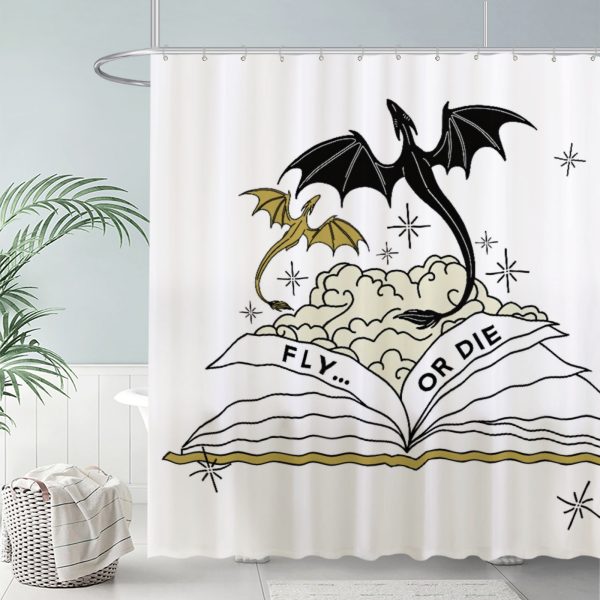 ZapMerch Dragon Shower Curtain, Winged Guardians Bathroom Decor, Waterproof Fabric Durable Easy Care Washable, 72"X72"(Hooks Not Included)