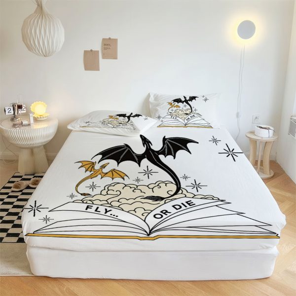 ZapMerch Dragon Fitted Sheet Winged Guardians Bed Sheets Bedding Set Deep Pockets Up To 16" Bedroom Decor SC00003-006