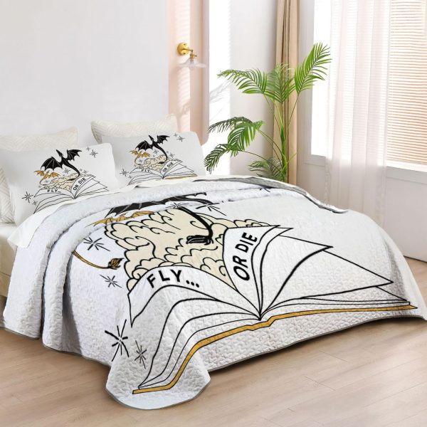 ZapMerch Dragon Quilt Bedspreads Winged Guardians Bed Set Bedding Coverlet Fabric Washable SC00003-007