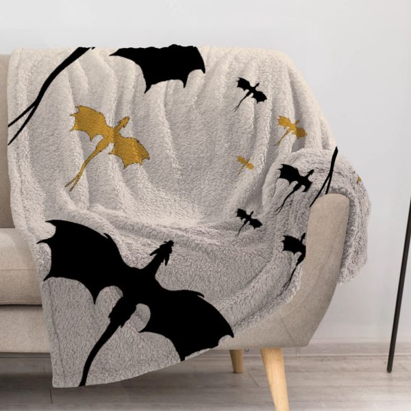 ZapMerch Dragon Blanket Winged Guardians Throw Blankets Couch Bed Living Room Decor Soft Durable Washable 57" X 50" SC00004-004