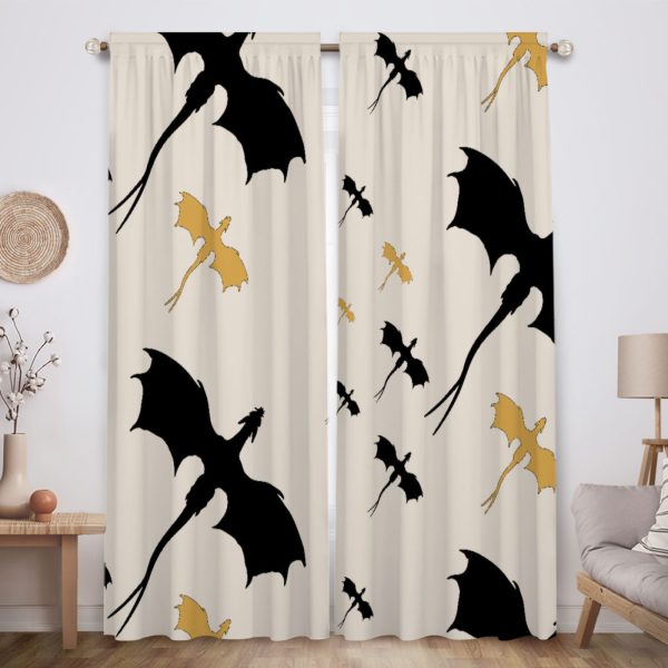 ZapMerch Dragon Window Curtains Winged Guardians Drapes Bedroom Home Room Decor Durable Fabric Machine Washable 82" X 84" SC00004-013