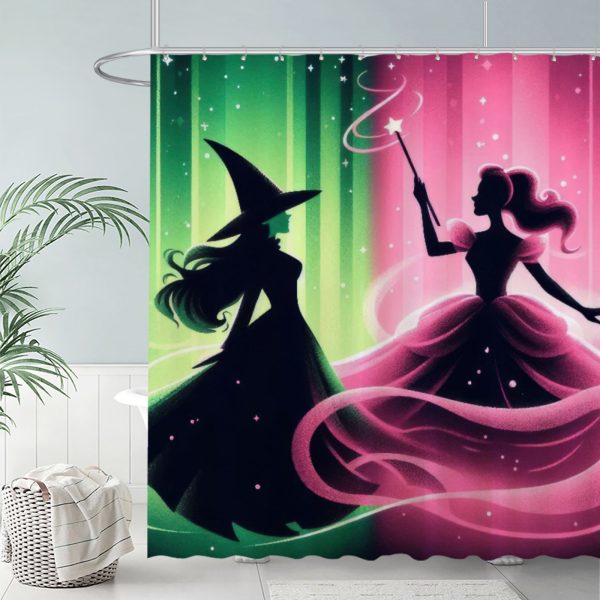 ZapMerch Witch Shower Curtain, Girls Friendship Bathroom Decor, Fabric Durable Easy Care Washable, 72"X72"(Hooks Not Included)