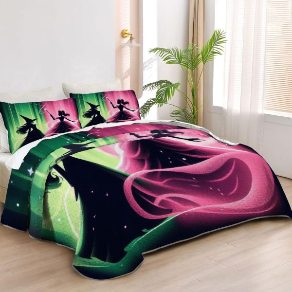 ZapMerch Witch Quilt Bedspreads Girls Friendship Bed Set Bedding Coverlet Fabric Washable SC00006-007