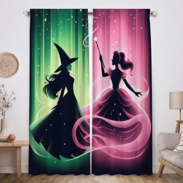 ZapMerch Witch Window Curtains Girls Friendship Drapes Bedroom Home Room Decor Durable Fabric Machine Washable 82" X 84" SC00006-013