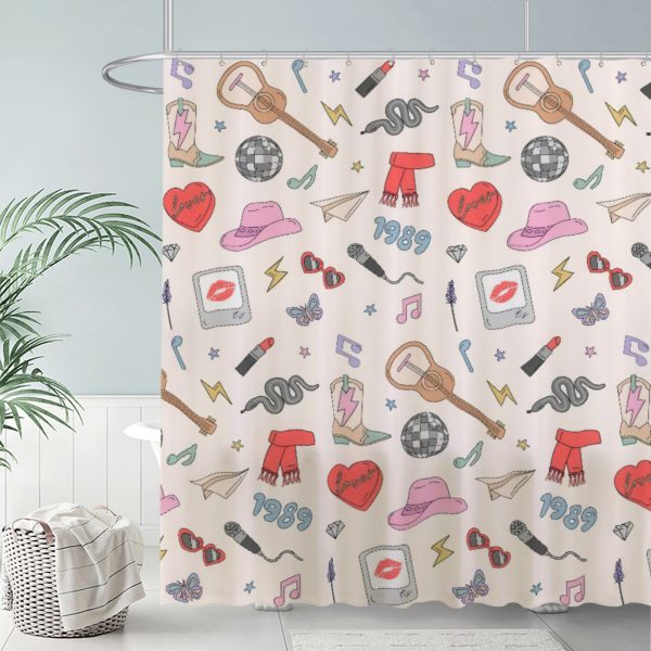 ZapMerch Pop Music Queen Shower Curtain, Artist Bathroom Decor, Waterproof Fabric Durable Easy Care Washable, 72"X72"(Hooks Not Included)