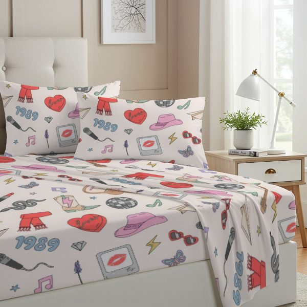 ZapMerch Twin Size Pop Music Queen Fitted Sheet Artist Bed Flat Sheets Bedding Set Deep Pockets Up To 16" Bedroom Decor With 1 Pillow Sham SC00009-009