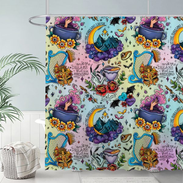 ZapMerch Fairy Tale War Shower Curtain, Magic And Love Bathroom Decor, Waterproof Fabric Durable Easy Care Washable, 72"X72"(Hooks Not Included)