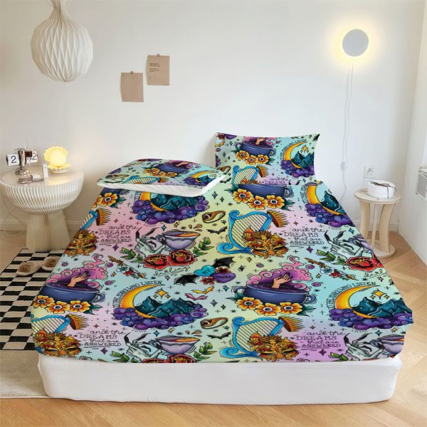 ZapMerch Fairy Tale War Fitted Sheet Magic And Love Bed Sheets Bedding Set Deep Pockets Up To 16" Bedroom Decor SC00015-006
