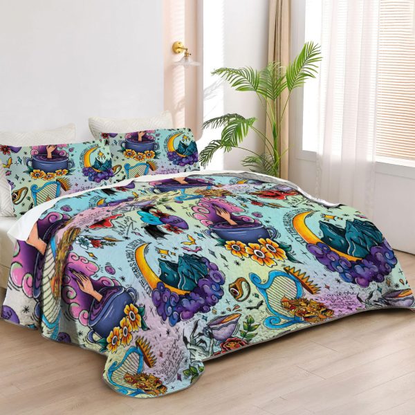 ZapMerch Fairy Tale War Quilt Bedspreads Magic And Love Bed Set Bedding Coverlet Fabric Washable SC00015-007