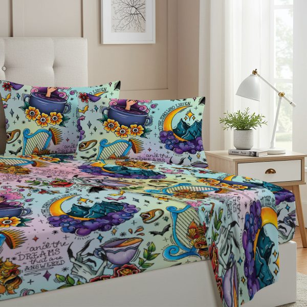 ZapMerch Twin Size Fairy Tale War Fitted Sheet Magic And Love Bed Flat Sheets Bedding Set Deep Pockets Up To 16" Bedroom Decor With 1 Pillow Sham SC00015-009