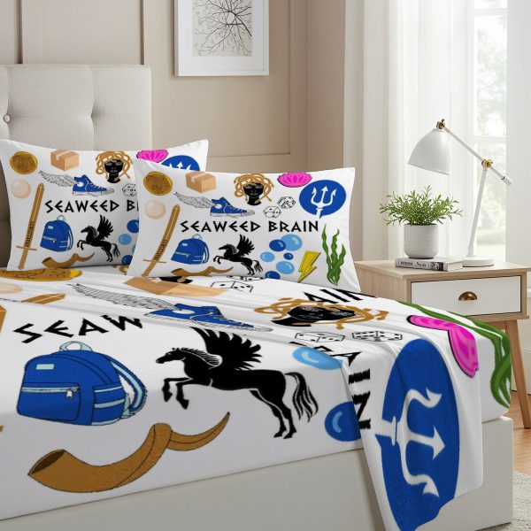 ZapMerch Twin Size Demigod Adventures Fitted Sheet Greek Heroes Bed Flat Sheets Bedding Set Deep Pockets Up To 16" Bedroom Decor With 1 Pillow Sham SC00022-009