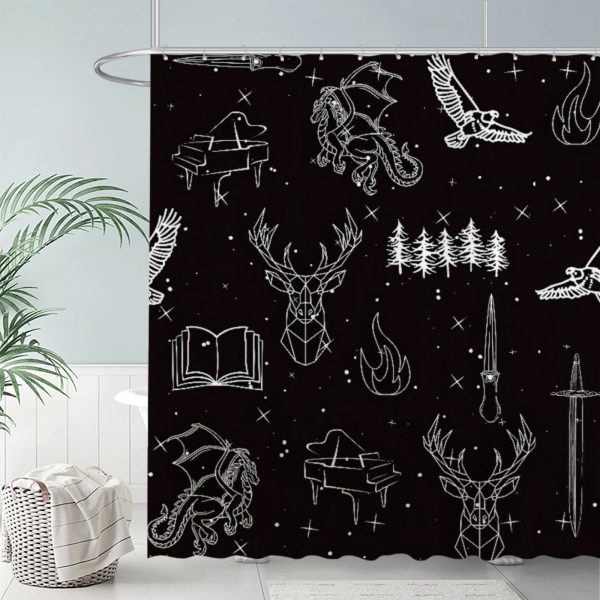 ZapMerch Glass And Steel Shower Curtain, Crown Of Shadows Bathroom Decor, Waterproof Fabric Durable Easy Care Washable, 72"X72"(Hooks Not Included)