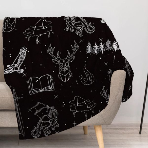 ZapMerch Glass And Steel Blanket Crown Of Shadows Throw Blankets Couch Bed Living Room Decor Soft Durable Washable 57" X 50" SC00026-004