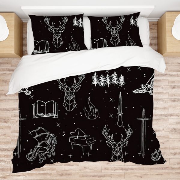 ZapMerch Glass And Steel Comforter Set Crown Of Shadows Bed Bedding Sets Bedroom Decor SC00026-005
