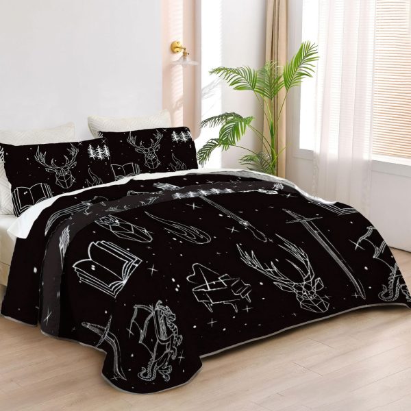 ZapMerch Glass And Steel Quilt Bedspreads Crown Of Shadows Bed Set Bedding Coverlet Fabric Washable SC00026-007