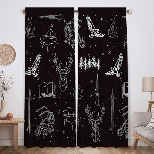 ZapMerch Glass And Steel Window Curtains Crown Of Shadows Drapes Bedroom Home Room Decor Durable Fabric Machine Washable 82" X 84" SC00026-013
