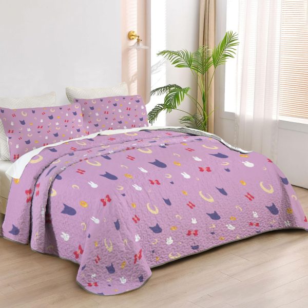 ZapMerch Moon Scouts Quilt Bedspreads Crystal Girls Bed Set Bedding Coverlet Fabric Washable SC00029-007