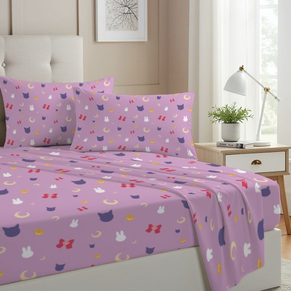 ZapMerch Twin Size Moon Scouts Fitted Sheet Crystal Girls Bed Flat Sheets Bedding Set Deep Pockets Up To 16" Bedroom Decor With 1 Pillow Sham SC00029-009