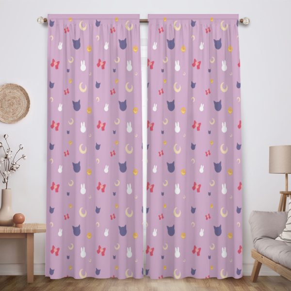 ZapMerch Moon Scouts Window Curtains Crystal Girls Drapes Bedroom Home Room Decor Durable Fabric Machine Washable 82" X 84" SC00029-013