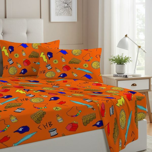 ZapMerch Twin Size Demigod Adventures Fitted Sheet Greek Heroes Bed Flat Sheets Bedding Set Deep Pockets Up To 16" Bedroom Decor With 1 Pillow Sham SC00035-009