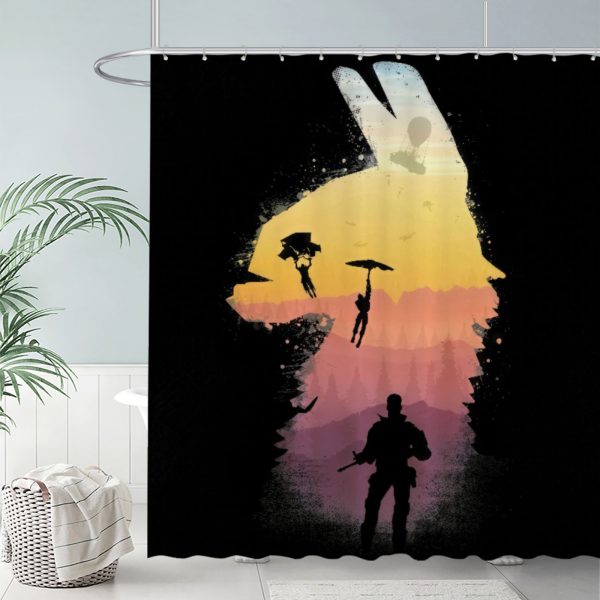 ZapMerch Battle Shower Curtain, Video Game Bathroom Decor, Fabric Durable Easy Care Washable, 72"X72"(Hooks Not Included)