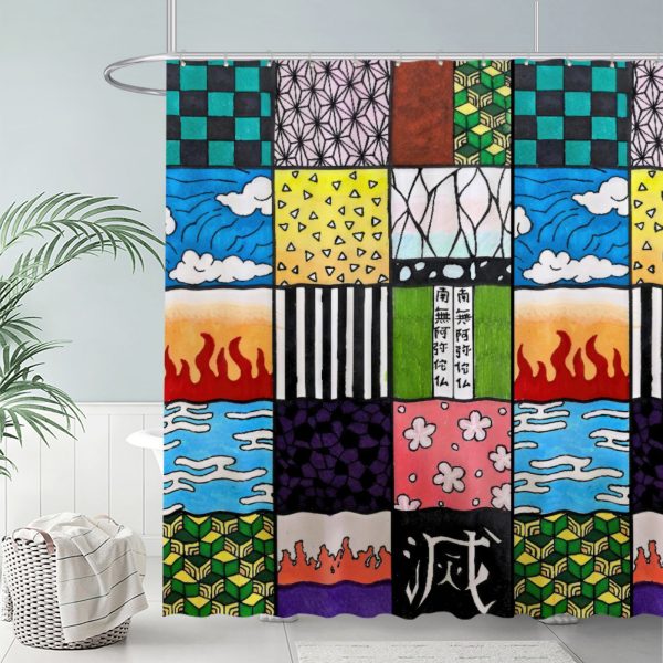 ZapMerch Demon Battles Shower Curtain, Anime Bathroom Decor, Waterproof Fabric Durable Easy Care Washable, 72"X72"(Hooks Not Included) SC00040-002