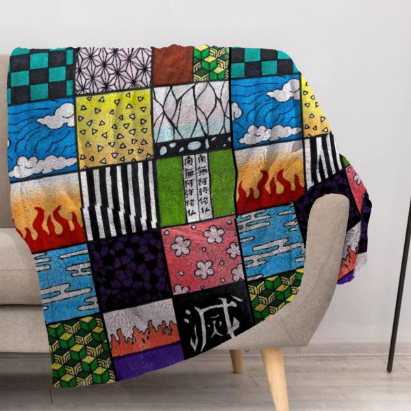 ZapMerch Demon Battles Blanket Anime Throw Blankets Couch Bed Living Room Decor Soft Durable Washable 57" X 50" SC00040-004