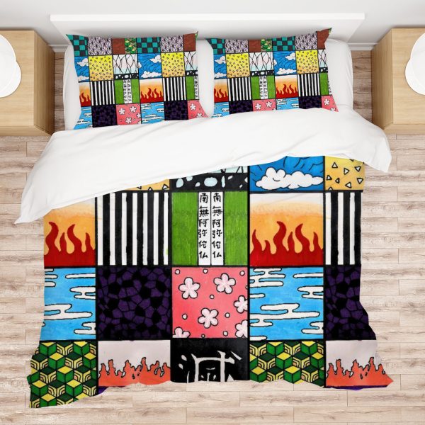 ZapMerch Demon Battles Comforter Set Anime Bed Bedding Sets Bedroom Decor SC00040-005