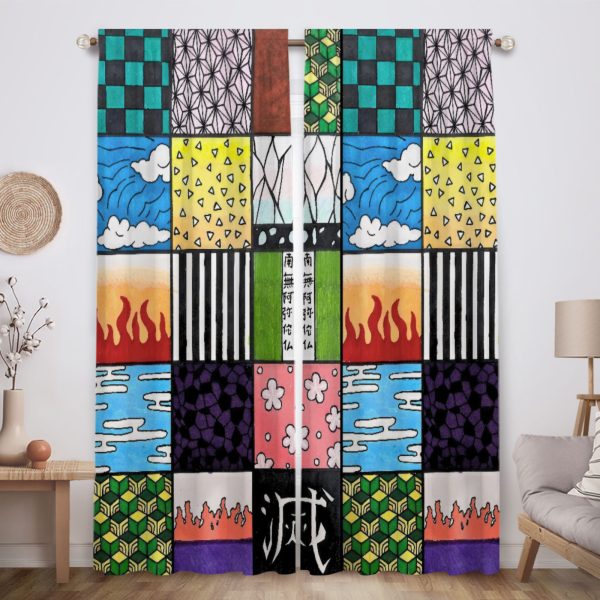 ZapMerch Demon Battles Window Curtains Anime Drapes Bedroom Home Room Decor Durable Fabric Machine Washable 82" X 84" SC00040-013