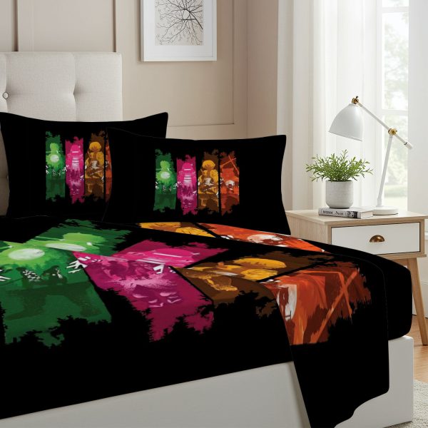 ZapMerch Twin Size Battle Fitted Sheet Video Game Bed Flat Sheets Bedding Set Deep Pockets Up To 16" Bedroom Decor With 1 Pillow Sham SC00041-009