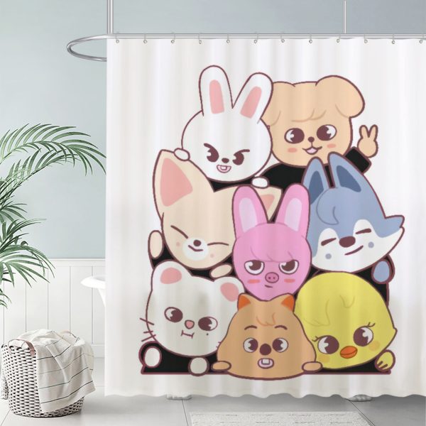 ZapMerch K-Pop Group Shower Curtain, Youth Soundwave Bathroom Decor, Waterproof Fabric Durable Easy Care Washable, 72"X72"(Hooks Not Included)