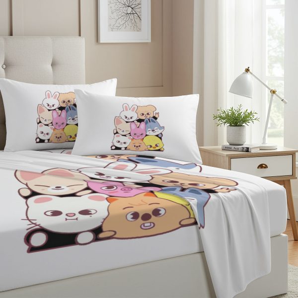 ZapMerch Twin Size K-Pop Group Fitted Sheet Youth Soundwave Bed Flat Sheets Bedding Set Deep Pockets Up To 16" Bedroom Decor With 1 Pillow Sham SC00049-009