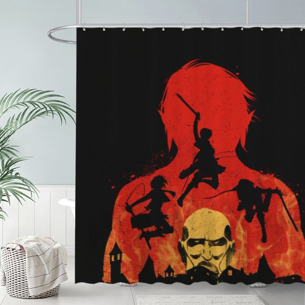 ZapMerch Titan Chronicles Shower Curtain, Japanese Anime Bathroom Decor, Waterproof Fabric Durable Easy Care Washable, 72"X72"(Hooks Not Included)