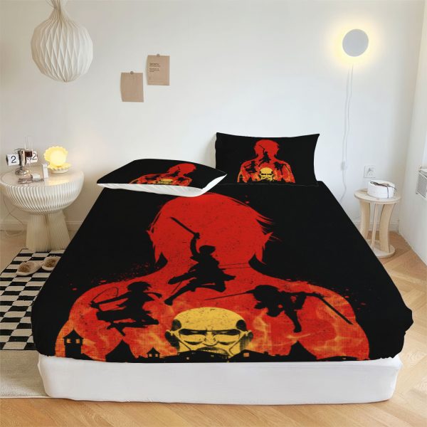 ZapMerch Titan Chronicles Fitted Sheet Japanese Anime Bed Sheets Bedding Set Deep Pockets Up To 16" Bedroom Decor SC00051-006