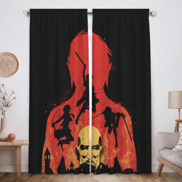 ZapMerch Titan Chronicles Window Curtains Japanese Anime Drapes Bedroom Home Room Decor Durable Fabric Machine Washable 82" X 84" SC00051-013
