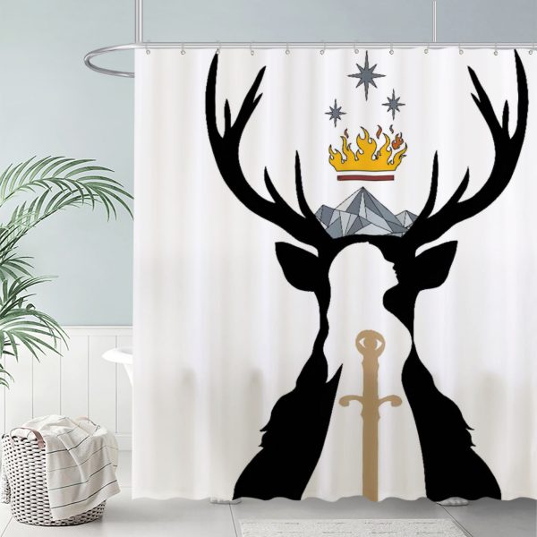 ZapMerch Glass And Steel Shower Curtain, Crown Of Shadows Bathroom Decor, Fabric Durable Easy Care Washable, 72"X72"(Hooks Not Included)