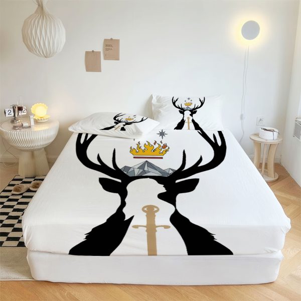 ZapMerch Glass And Steel Fitted Sheet Crown Of Shadows Bed Sheets Bedding Set Deep Pockets Up To 16" Bedroom Decor SC00058-006