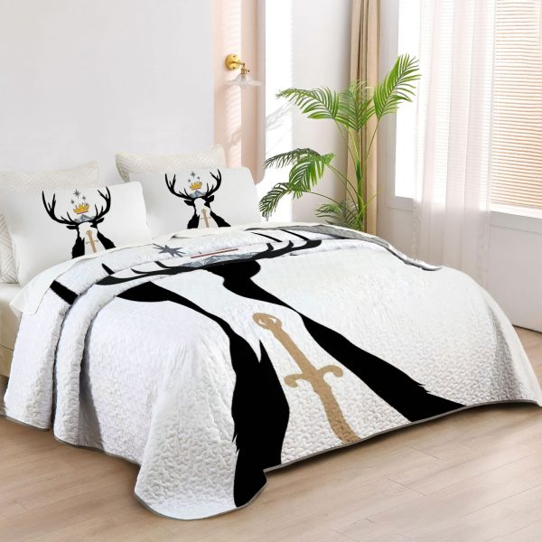 ZapMerch Glass And Steel Quilt Bedspreads Crown Of Shadows Bed Set Bedding Coverlet Fabric Washable SC00058-007
