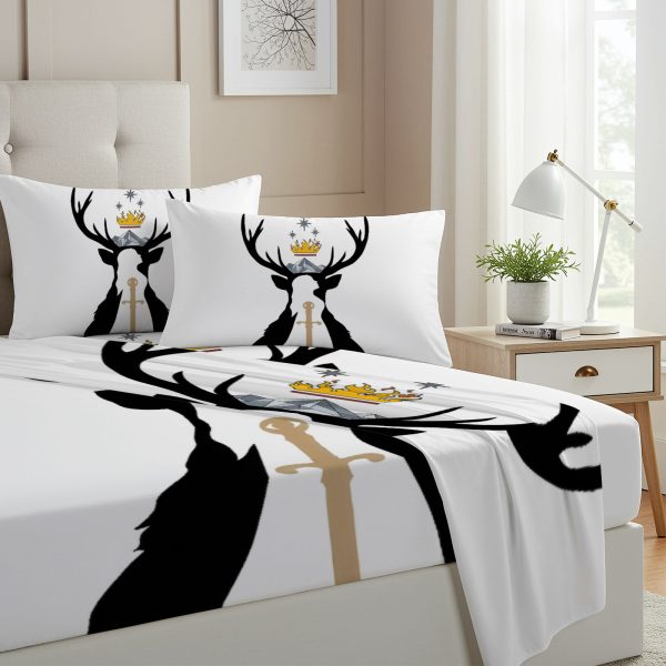 ZapMerch Twin Size Glass And Steel Fitted Sheet Crown Of Shadows Bed Flat Sheets Bedding Set Deep Pockets Up To 16" Bedroom Decor With 1 Pillow Sham SC00058-009