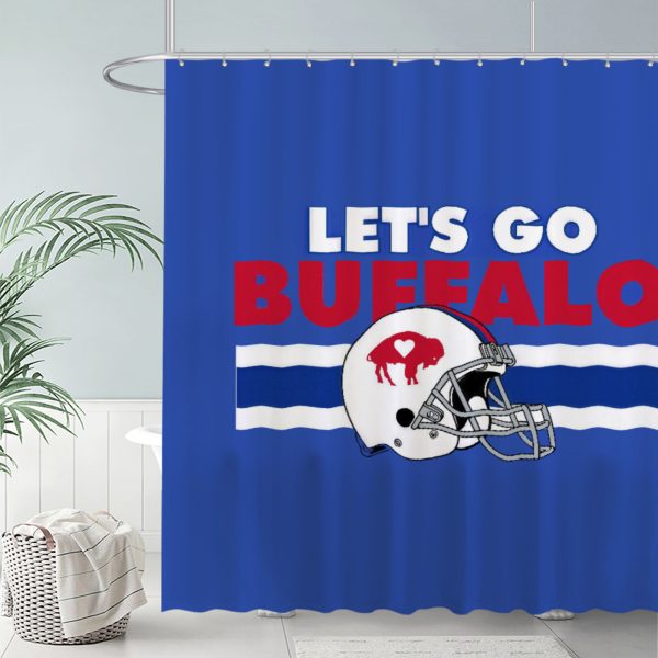 ZapMerch Buffalo Shower Curtain, Football Team Bathroom Decor, Waterproof Fabric Durable Easy Care Washable, 72"X72"(Hooks Not Included)