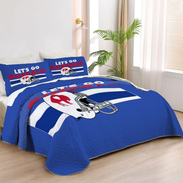 ZapMerch Buffalo Quilt Bedspreads Football Team Bed Set Bedding Coverlet Fabric Washable SC00062-007