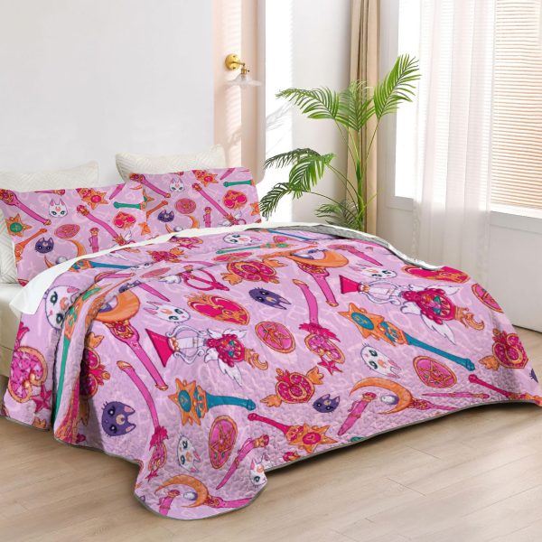ZapMerch Moon Scouts Quilt Bedspreads Crystal Girls Bed Set Bedding Coverlet Fabric Washable SC00069-007