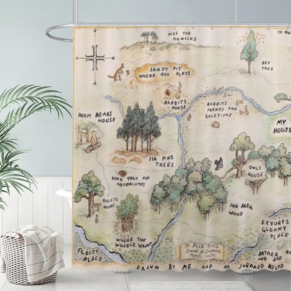 ZapMerch Honey-Loving Bear Shower Curtain, Children'S Literature Bathroom Decor, Waterproof Fabric Durable Easy Care Washable, 72"X72"(Hooks Not Included)