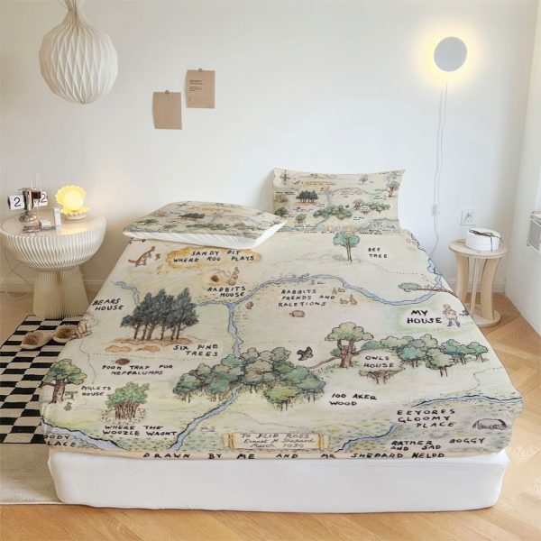 ZapMerch Honey-Loving Bear Fitted Sheet Children'S Literature Bed Sheets Bedding Set Deep Pockets Up To 16" Bedroom Decor SC00076-006