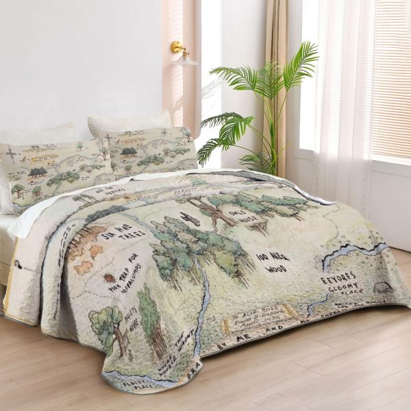 ZapMerch Honey-Loving Bear Quilt Bedspreads Children'S Literature Bed Set Bedding Coverlet Fabric Washable SC00076-007