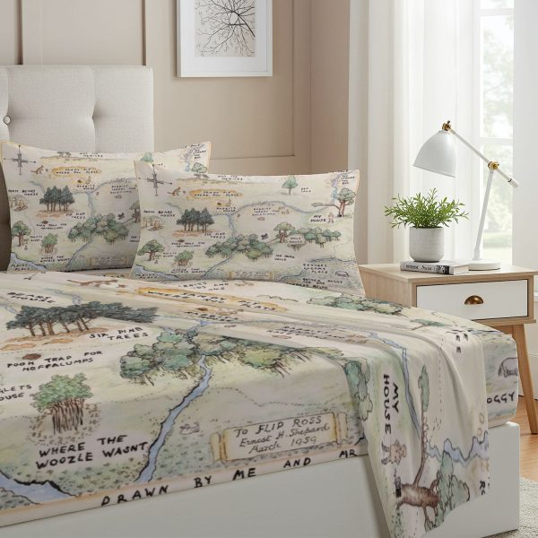 ZapMerch Twin Size Honey-Loving Bear Fitted Sheet Children'S Literature Bed Flat Sheets Bedding Set Deep Pockets Up To 16" Bedroom Decor With 1 Pillow Sham SC00076-009