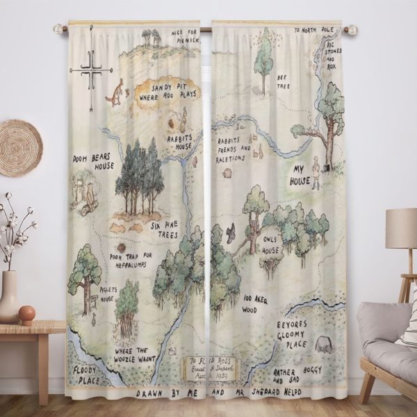 ZapMerch Honey-Loving Bear Window Curtains Children'S Literature Drapes Bedroom Home Room Decor Durable Fabric Machine Washable 82" X 84" SC00076-013