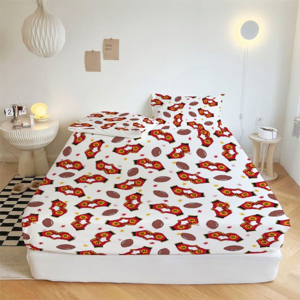 ZapMerch Kansas City Fitted Sheet Professional Football Team Bed Sheets Bedding Set Deep Pockets Up To 16" Bedroom Decor SC00079-006