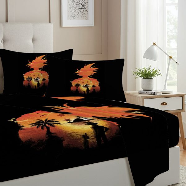 ZapMerch Twin Size Super Warriors Fitted Sheet Japanese Anime Bed Flat Sheets Bedding Set Deep Pockets Up To 16" Bedroom Decor With 1 Pillow Sham SC00081-009