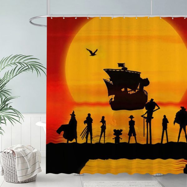 ZapMerch Pirate'S Odyssey Shower Curtain, Japanese Anime Bathroom Decor, Waterproof Fabric Durable Easy Care Washable, 72"X72"(Hooks Not Included)